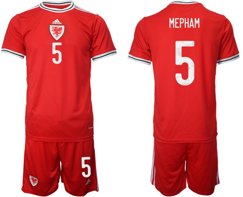 Men 2022 World Cup National Team Welsh home red #5 Soccer Jersey->customized soccer jersey->Custom Jersey